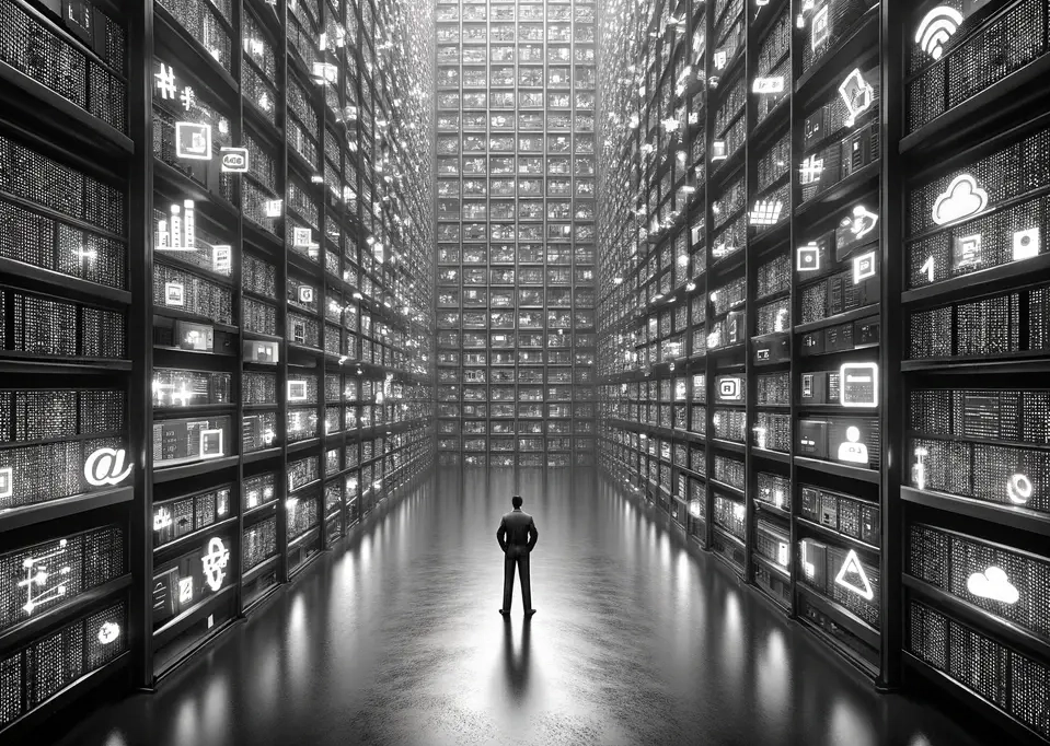 Are Digital Footprints Permanent? an archive of records much bigger than the human figure standing amongst them