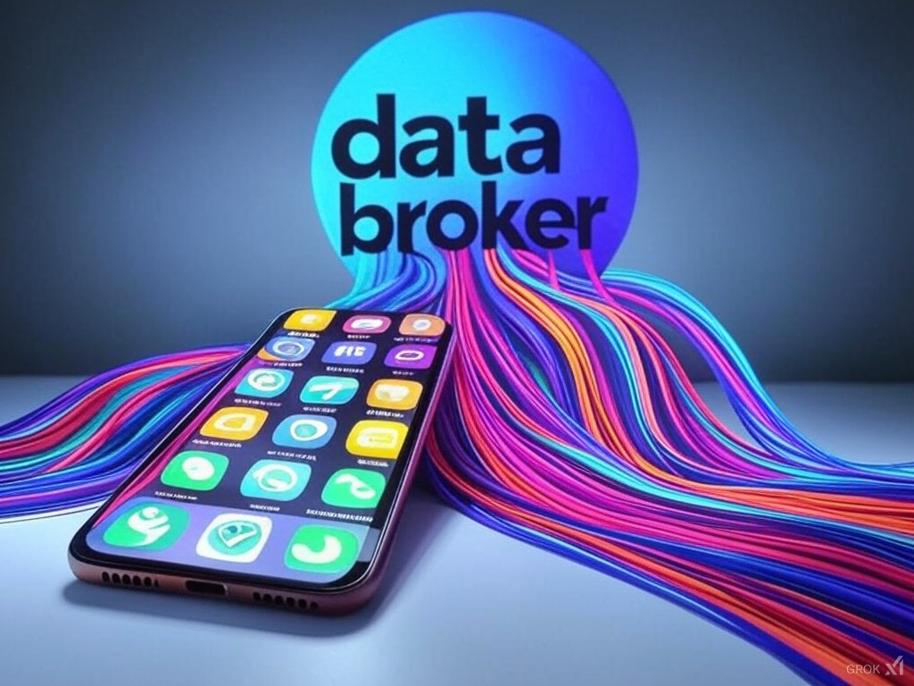 a phone with wires to a data broker